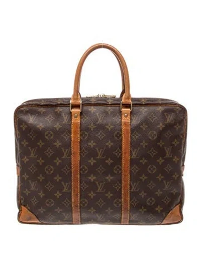 Pre-owned Louis Vuitton Lv Monogram Porte-documents In Brown