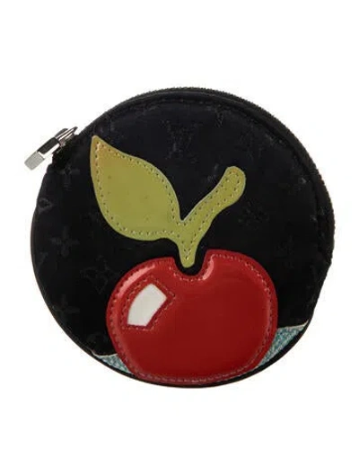 Pre-owned Louis Vuitton Lv Monogram Round Coin Purse In Black