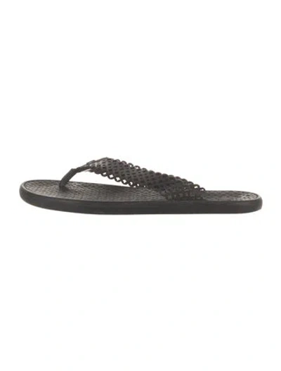 Pre-owned Louis Vuitton Lv Monogram Rubber Flip Flops In Black