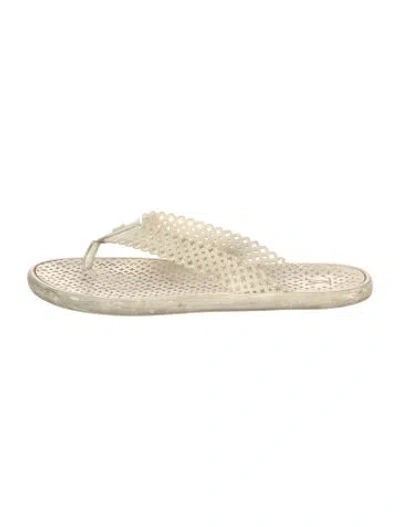 Pre-owned Louis Vuitton Lv Monogram Rubber Flip Flops In Neutrals