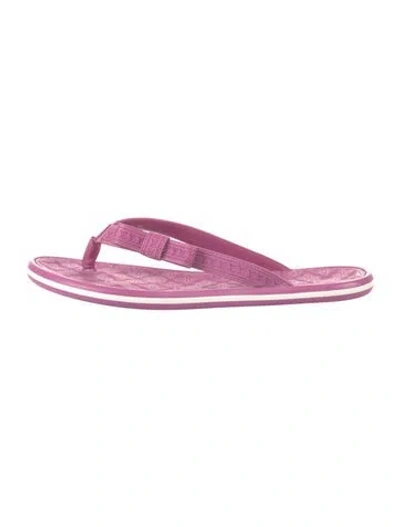 Pre-owned Louis Vuitton Lv Monogram Rubber Flip Flops In Pink