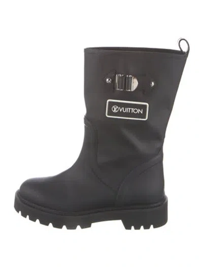Pre-owned Louis Vuitton Lv Monogram Rubber Rain Boots In Black