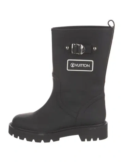 Pre-owned Louis Vuitton Lv Monogram Rubber Rain Boots In Black