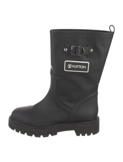 Pre-owned Louis Vuitton Lv Monogram Rubber Rain Boots In Black
