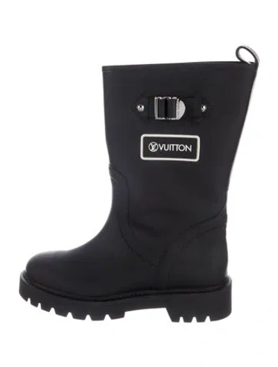 Pre-owned Louis Vuitton Lv Monogram Rubber Rain Boots In Black