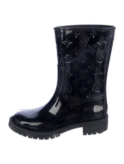 Pre-owned Louis Vuitton Lv Monogram Rubber Rain Boots In Blue
