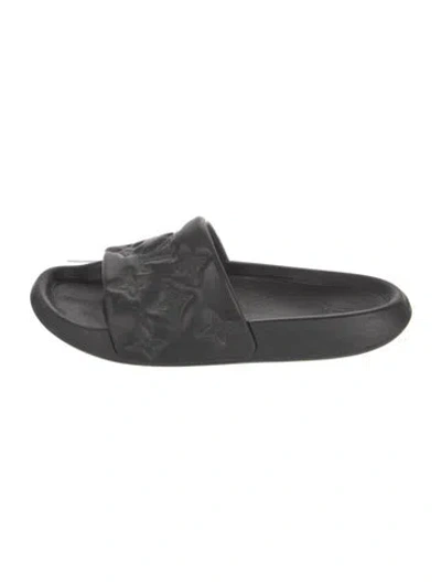 Pre-owned Louis Vuitton Lv Monogram Rubber Slides In Black
