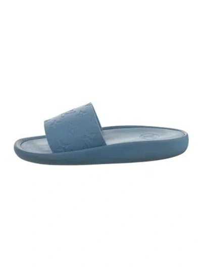 Pre-owned Louis Vuitton Lv Monogram Rubber Slides In Blue