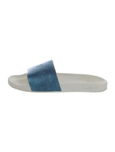 Pre-owned Louis Vuitton Lv Monogram Rubber Slides In Blue