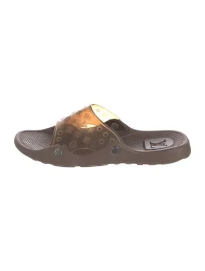 Pre-owned Louis Vuitton Lv Monogram Rubber Slides In Brown