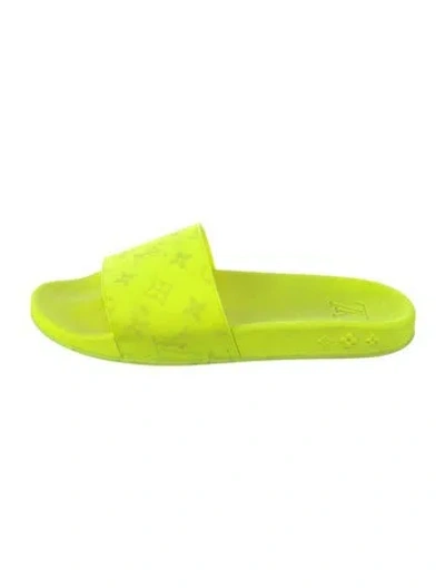Pre-owned Louis Vuitton Lv Monogram Rubber Slides In Green