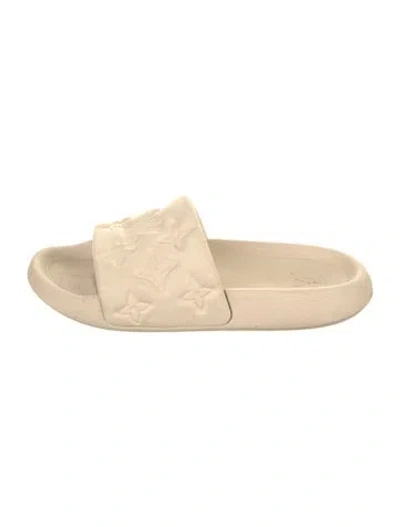 Pre-owned Louis Vuitton Lv Monogram Rubber Slides In Neutral