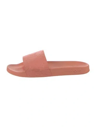 Pre-owned Louis Vuitton Lv Monogram Rubber Slides In Orange