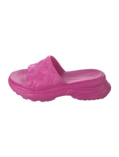 Pre-owned Louis Vuitton Lv Monogram Rubber Slides In Pink