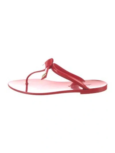 Pre-owned Louis Vuitton Lv Monogram Rubber Slides In Red