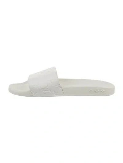 Pre-owned Louis Vuitton Lv Monogram Rubber Slides In White