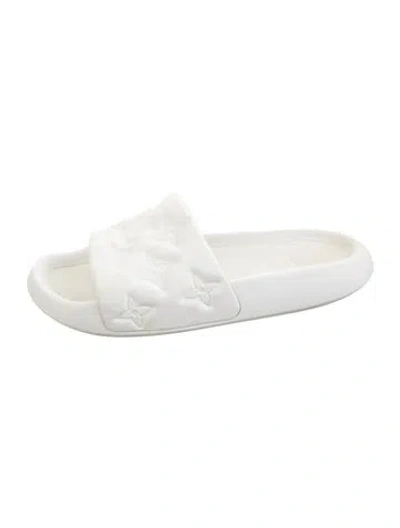 Pre-owned Louis Vuitton Lv Monogram Rubber Slides In White