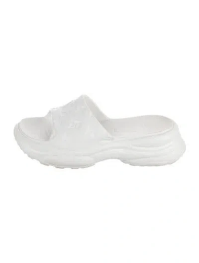 Pre-owned Louis Vuitton Lv Monogram Rubber Slides In White