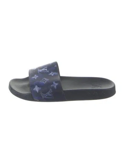 Pre-owned Louis Vuitton Lv Monogram Rubber Slippers In Blue