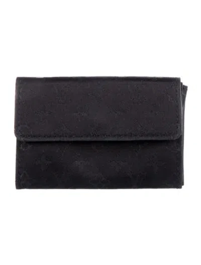 Pre-owned Louis Vuitton Lv Monogram Satin Card Case In Black
