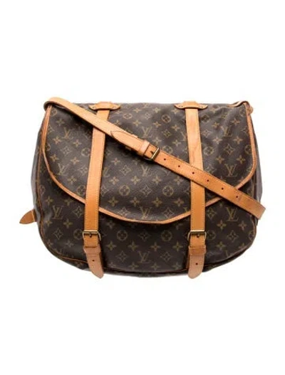Pre-owned Louis Vuitton Lv Monogram Saumur 43 Vintage In Brown