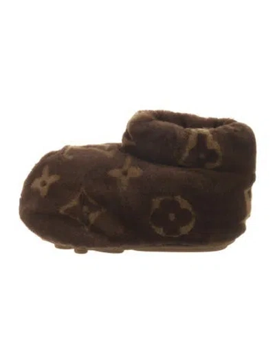 Pre-owned Louis Vuitton Lv Monogram Shearling Boots In Brown