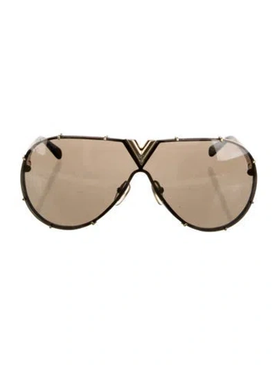 Pre-owned Louis Vuitton Lv Monogram Shield Sunglasses In Black/gold/metallic
