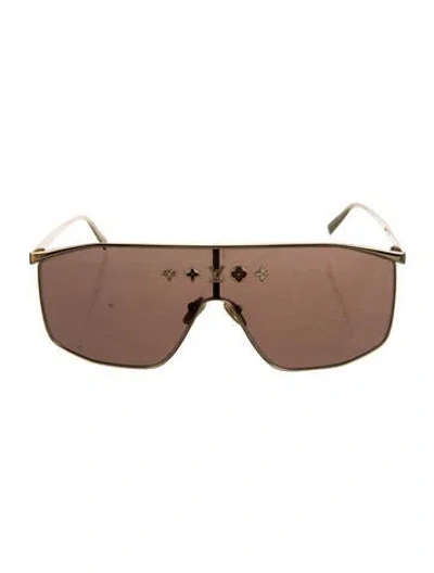 Pre-owned Louis Vuitton Lv Monogram Shield Sunglasses In Gold/metallic