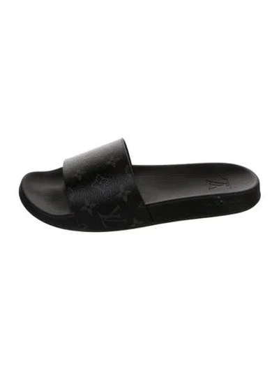 Pre-owned Louis Vuitton Lv Monogram Slides In Black