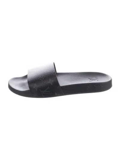 Pre-owned Louis Vuitton Lv Monogram Slides In Black