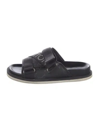 Pre-owned Louis Vuitton Lv Monogram Slides In Blue