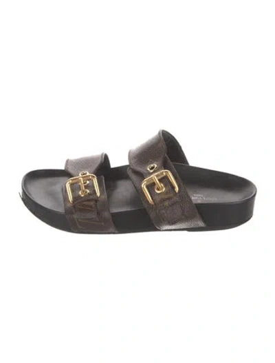 Pre-owned Louis Vuitton Lv Monogram Slides In Brown