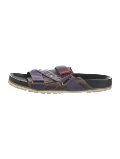 Pre-owned Louis Vuitton Lv Monogram Slides In Brown