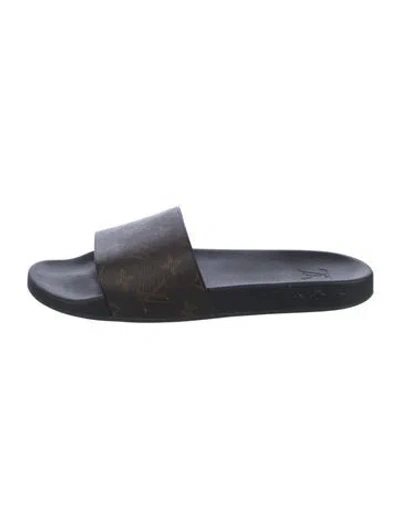 Pre-owned Louis Vuitton Lv Monogram Slides In Brown