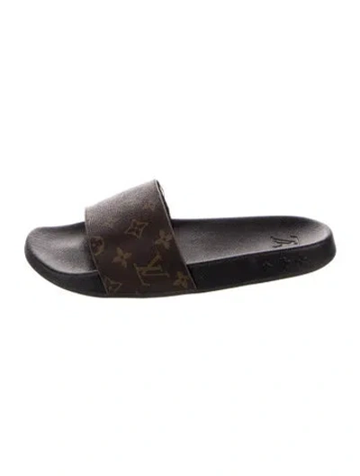 Pre-owned Louis Vuitton Lv Monogram Slides In Brown