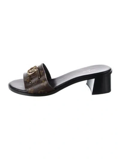 Pre-owned Louis Vuitton Lv Monogram Slides In Brown
