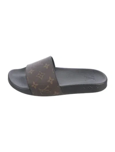 Pre-owned Louis Vuitton Lv Monogram Slides In Brown