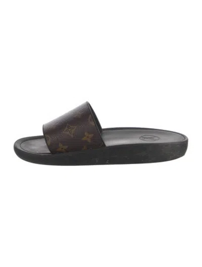 Pre-owned Louis Vuitton Lv Monogram Slides In Brown