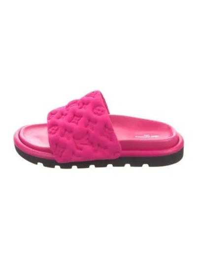Pre-owned Louis Vuitton Lv Monogram Slides In Pink