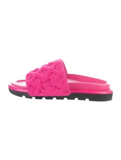 Pre-owned Louis Vuitton Lv Monogram Slides In Pink
