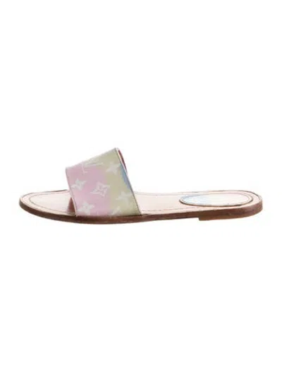 Pre-owned Louis Vuitton Lv Monogram Slides In Pink