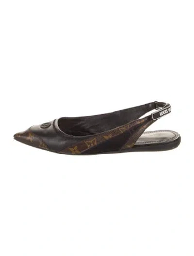 Pre-owned Louis Vuitton Lv Monogram Slingback Flats In Black