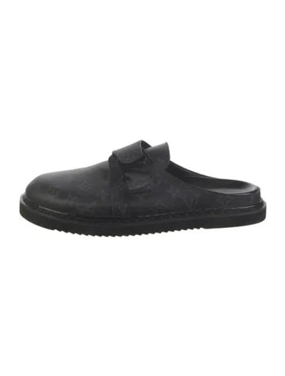 Pre-owned Louis Vuitton Lv Monogram Slippers In Black