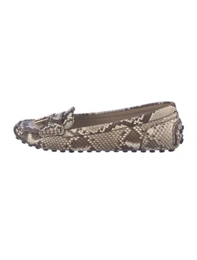 Pre-owned Louis Vuitton Lv Monogram Snakeskin Loafers In Brown