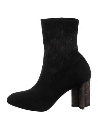 Pre-owned Louis Vuitton Lv Monogram Sock Boots In Black