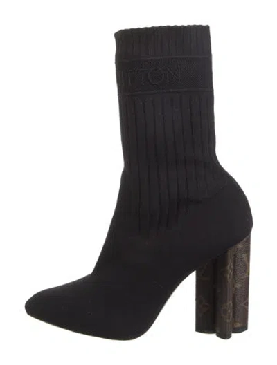 Pre-owned Louis Vuitton Lv Monogram Sock Boots In Black