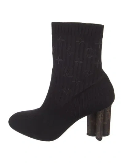 Pre-owned Louis Vuitton Lv Monogram Sock Boots In Black