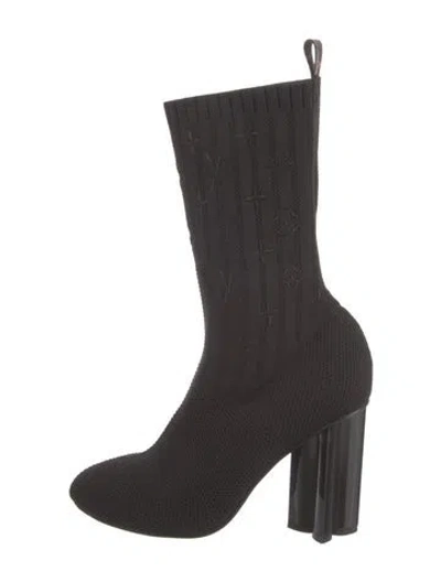 Pre-owned Louis Vuitton Lv Monogram Sock Boots In Black
