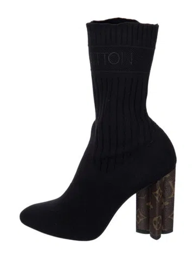 Pre-owned Louis Vuitton Lv Monogram Sock Boots In Black
