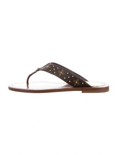 Pre-owned Louis Vuitton Lv Monogram Studded Accents Slides